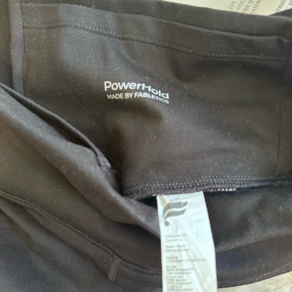 Fabletics Powerhold Black and Orange Crisscross Patterned Athletic Shorts XS - Picture 3 of 8